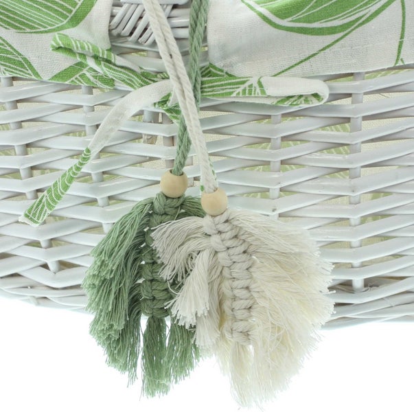 FRANK FLECHTWAREN | Einkaufskorb Blätter, 43 x 32 x 25 cm, GH 36 cm, WEIDE, TEXTIL