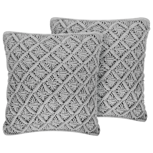 Dekokissen 2er Set KIZKALESI Baumwolle 45 x 40 cm Grau Geometrisches Muster