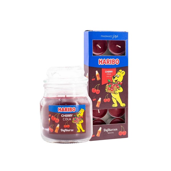 Haribo Kerzen Cherrycola Set 2 - 1x klein 1x Teelicht