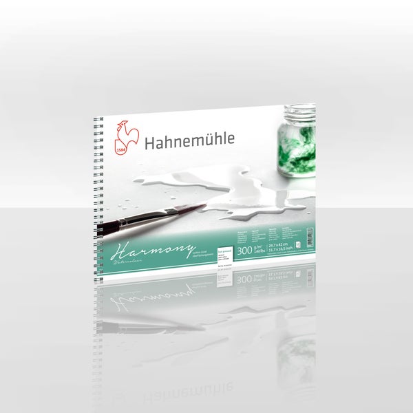 Hahnemühle Aquarellblock Harmony, satiniert, 300 Gramm pro Quadratmeter, DIN A3, 12 Blatt, spiralgebunden.