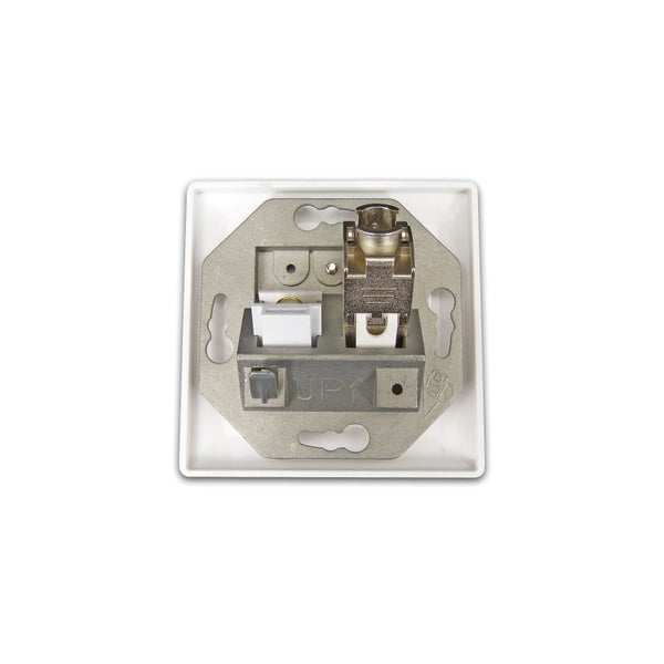 ProfiPatch Keystone Netzwerkdose LAN Dose Cat6A 500MHz Aufputz und Unterputz 1x RJ45 Port Anschluss + 1x F-Verbinder POE CAT7,CAT6A,CAT6,CAT5 geschirmt weiß