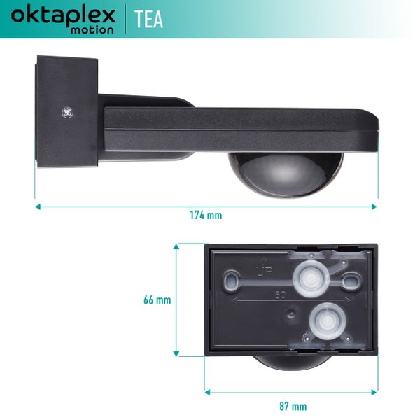 Oktaplex Tea Bewegungsmelder 360 Grad anthrazit inkl. Fernbedienung IP65 schwenkbar für Wand / Decke