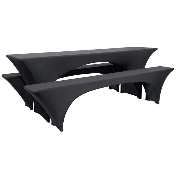 Beautissu Victoria Biertischhusse 70cm Stretch Schwarz (3tlg)