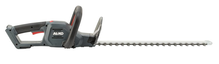 AL-KO Akku-Heckenschere mit langem Metallschwert und ergonomischem Griffgehäuse aus Kunststoff.