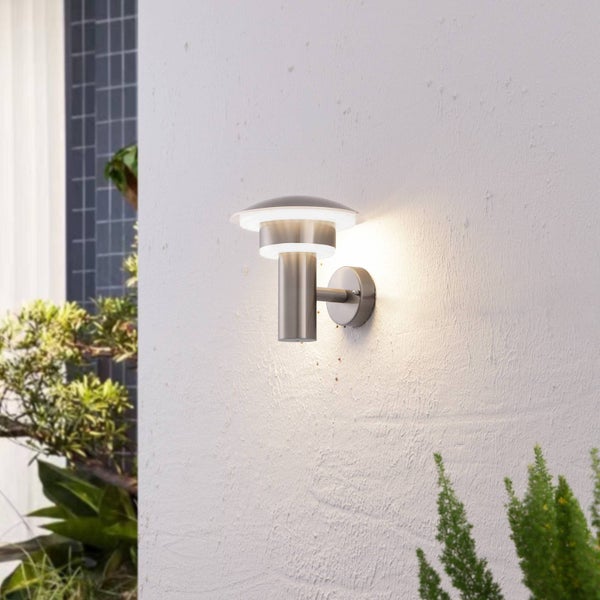 Lindby LED Wandlampe / Wandleuchte außen, Edelstahl Kunststoff Außenwandleuchte spritzwassergeschützt IP44 8,1W Außenleuchte