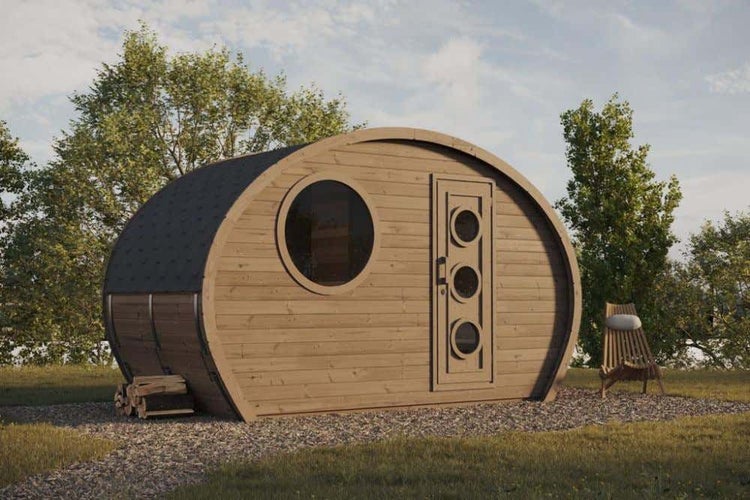 FinnTherm Sauna Hobbit XS Gartensauna 1 Sitzbänke aus Holz Sauna mit 42 mm Wandstärke, Außensauna