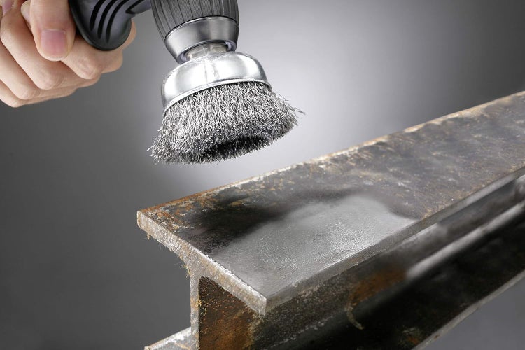 kwb Topf-Bürste grob, gewellt, HSS-Stahldraht, Ø 75 mm für Metall und Stein, Drahtbürste für Bohr-Maschine inkl. E6.3 Sechskant-Schaft, zum Entrosten, Entzundern, Aufrauen und Reinigen