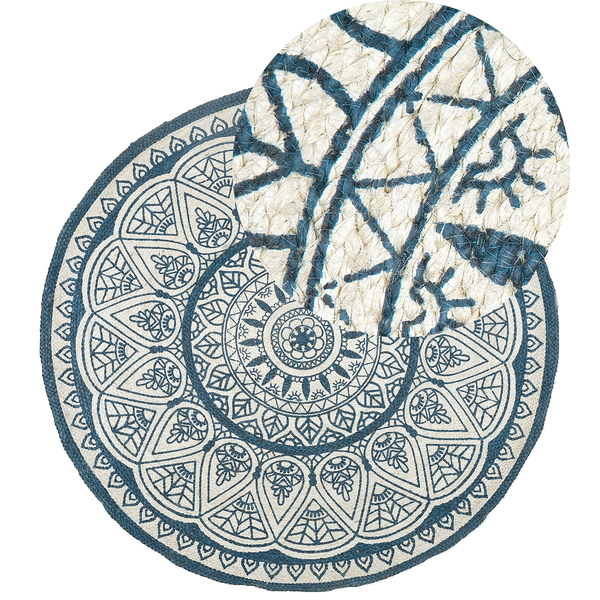 Teppich ANADERE Blau ø 120 cm Jute