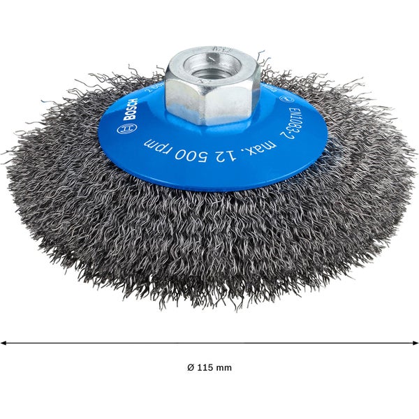 Drahtbürste mit 115 Millimeter Durchmesser für Bohrmaschinen