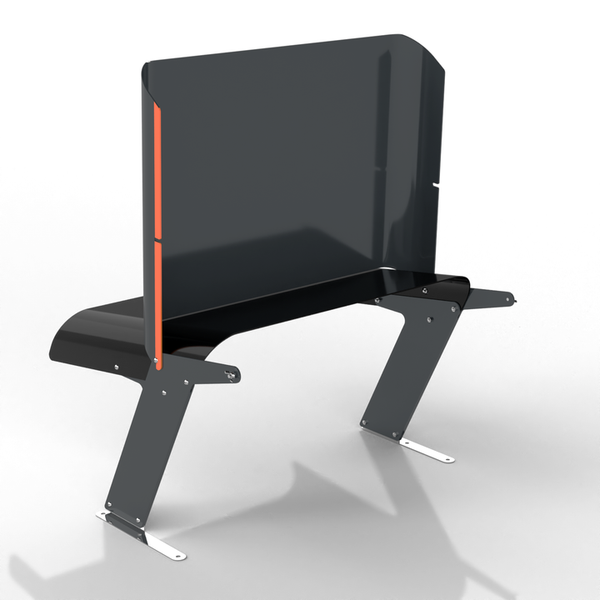 Graue Tischaufsatz-Trennwand als Bürolösung