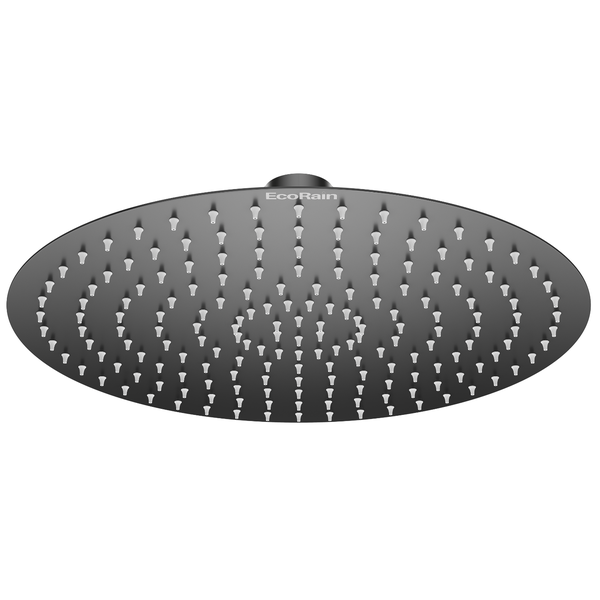 EcoRain 30% Wassersparender Regenduschkopf Tyler 40 CM Rund - Hoher Wasserdruck - Universeller Anschluss - Anti-Kalk Duschkopf - Schwarz