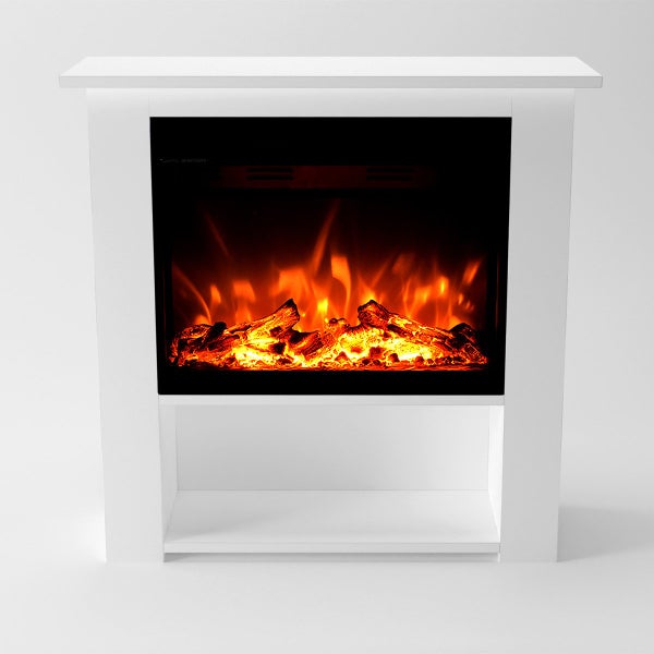 Glow Fire Elektrokamin 'Thebe' | LED Standkamin in weiß mit Heizung (1500 W) | HxBxT: 85x86x30 cm