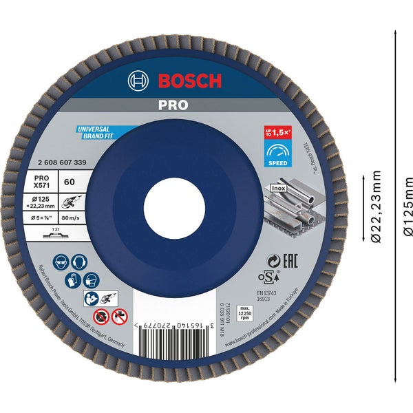 Bosch PRO X571 Fächerschleifscheibe 125 mm G60 - 2608607339