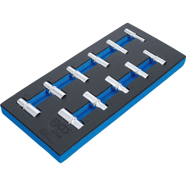 BGS Werkstattwageneinlage 1/3: Steckschlüssel-Einsätze Sechskant 10 mm (3/8) 8 - 19 mm tief 11tlg. - 4058