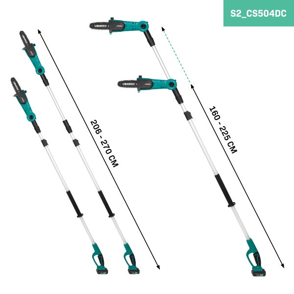 VONROC Hochentaster Teleskop Kettensäge Akku - Astschere Baumschere mit Teleskopstiel 20V - 200 bis 260cm - Inkl. 4Ah Akku und Ladegerät