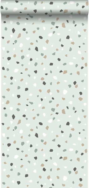 Walls4You Tapete Terrazzo-Motiv Mintgrün - 0,53 x 10,05 m - 935315