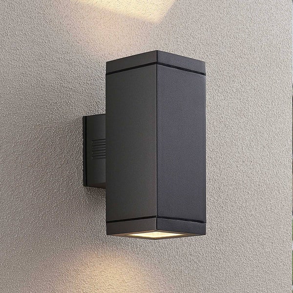 Lucande Wandleuchte außen Stani (spritzwassergeschützt (Modern) in Alu aus Aluminium (2 flammig, E27) - Außenwandleuchten Wandlampe Led Außenlampe Outdoor für Außenwand/Hauswand Haus