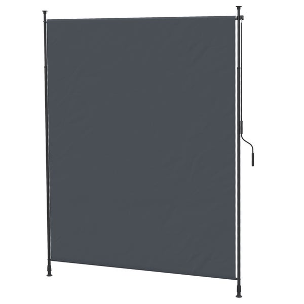 Outsunny Senkrechtmarkise,Vertikalmarkise mit Handkurbel, Wasserfest Sichtschutz, Einziehbares Sonnenschutz UV-beständig, Verstellbare Seitenmarkise, 200 x 215-305 cm für Balkon, Terrasse, Grau