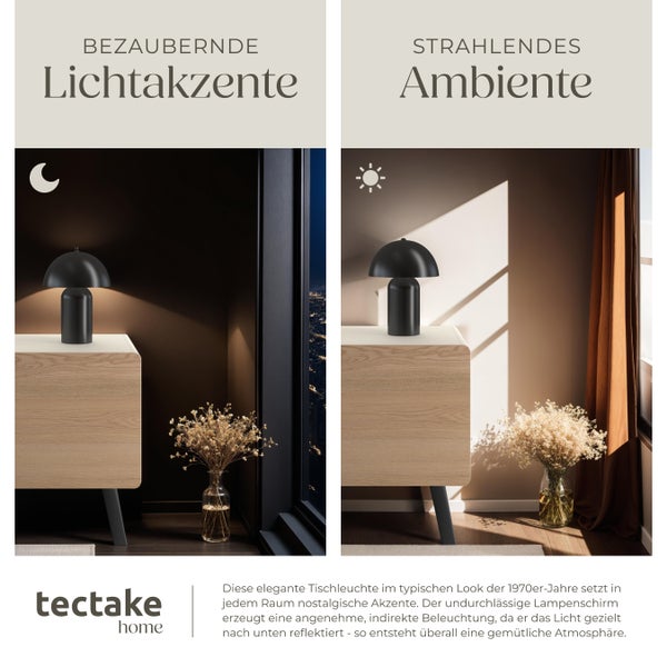 tectake Kade Kleine Retro-Tischlampe Kade, dimmbar  25 x 34 cm schwarz