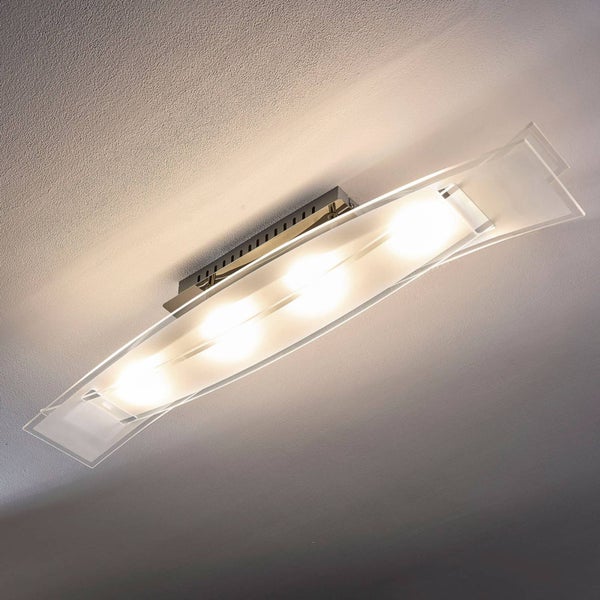 Lindby LED Deckenleuchte Elina (Modern) in Weiß aus Glas (4 flammig, ) - Lampe Deckenlampe Wohnzimmerleuchte