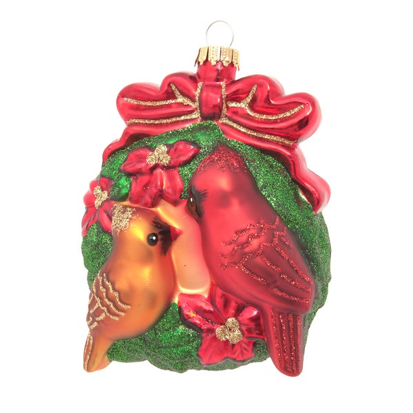 Weihnachtsbaumschmuck mit Vogelpaar und Schleife