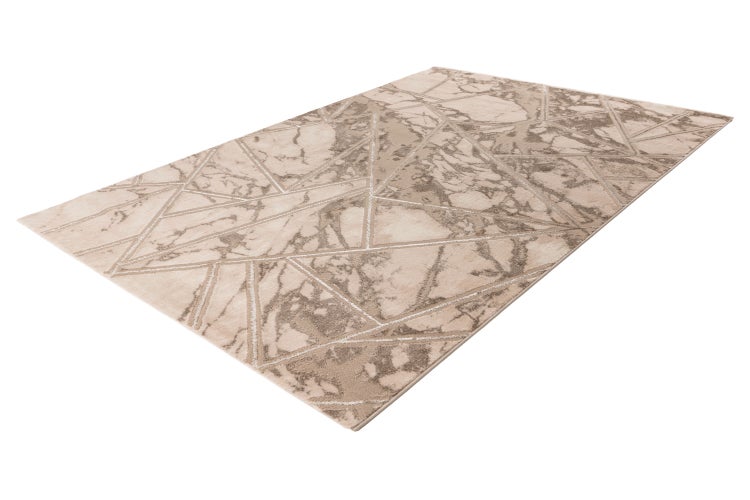 Rechteckiger Teppich mit abstraktem geometrischem Linienmuster und Marmoroptik