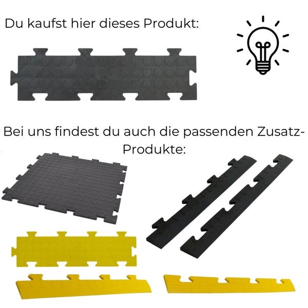 Klickfliesen Bodenplatte Kunststoff Balkon Terasse Garage Werkstatt Camping Fliesen Bodenbelag 50 PVC Klicksystem 10x Fliesen schmal schwarz