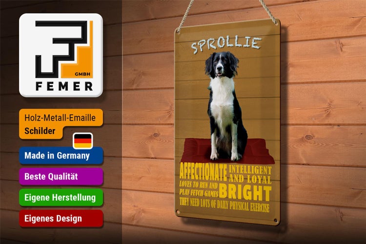 Blechschild Spruch 20x30cm Sprollie Hund intelligent loyal