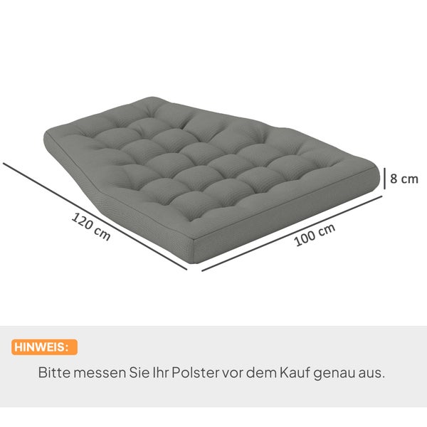 Outsunny Sitzkissen, 120x100 cm Stuhlkissen mit Rückenlehne, 8cm dick Polsterauflage, wasserabweisend Sitzpolster für Schaukelstühle und Hängekörbe, Grau
