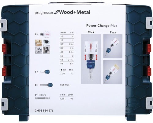 Bosch Progressor Lochsägensatz für Holz und Metall in blauer Aufbewahrungsbox