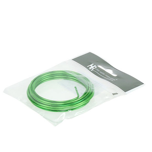 Grüner Aludraht in transparenter Verpackung von HR the-wire-man.com.