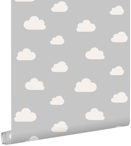 ESTAhome Tapete kleine Wolken Grau - 0.53 x 10.05 m - 139560