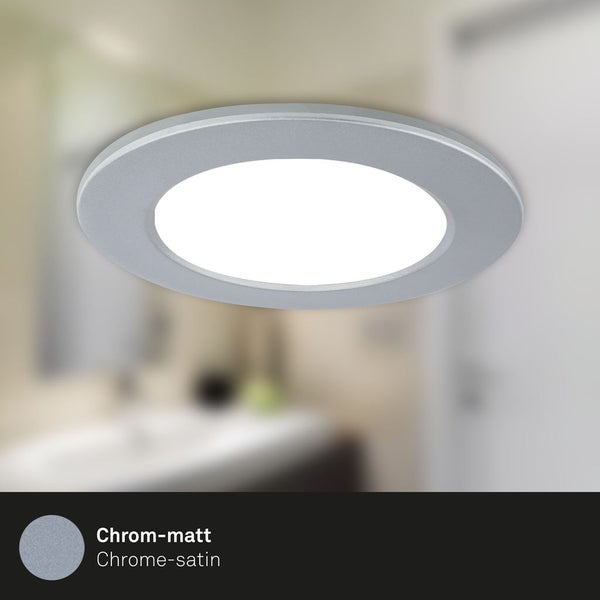 LED Einbauleuchten Bad 3er Set dimmbar Fernbedienung IP44 chrom Ø9,2cm Briloner