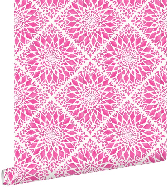 ESTAhome Tapete Fliesenmuster Rosa - 53 cm x 10,05 m - 148610