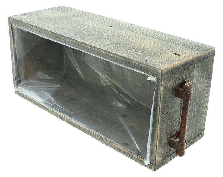FRANK FLECHTWAREN | Pflanzbox Farmhouse, HOLZ, METALL, FOLIE, 40 x 18 x 15 cm