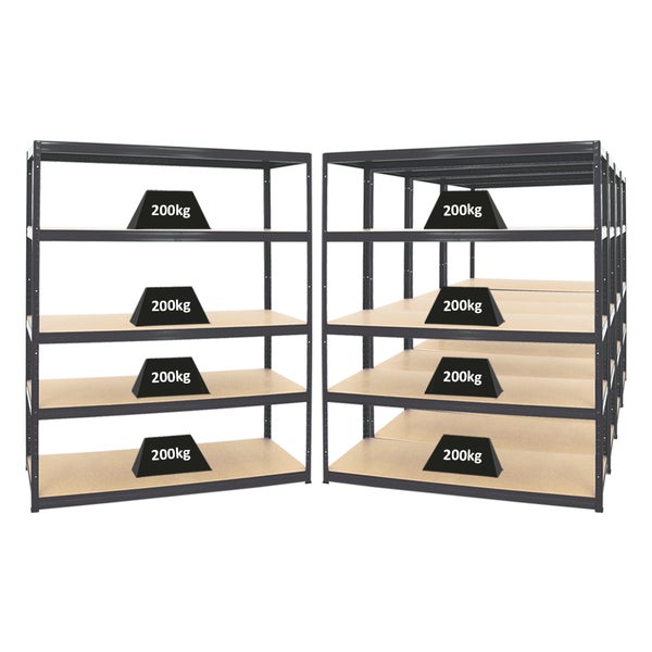 PROREGAL Mega Deal 5x Schwerlastregal Giant Elephant HxBxT 180 x 150 x 60 cm Fachlast 200 kg Schwarz