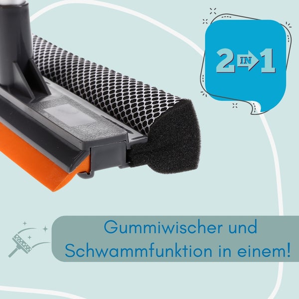Fensterwischer mit Gummilippe und Schwammfunktion