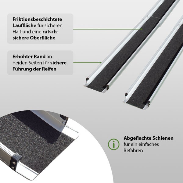 TRUTZHOLM 2 x Teleskoprampe 105-183cm Traglast 272 Alu grau schwarz beschichtet inkl. Tasche  Rollstuhlrampe