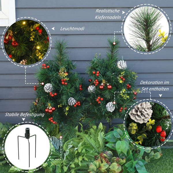 HOMCOM 2-er Set Weihnachtsbäume, Ø33 x 75 cm, PVC, Grün