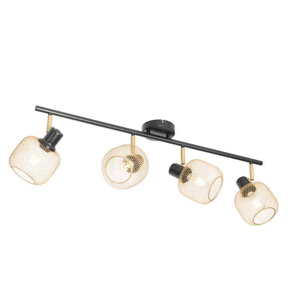 Deckenleuchte mit vier Strahlern aus Metallgitter