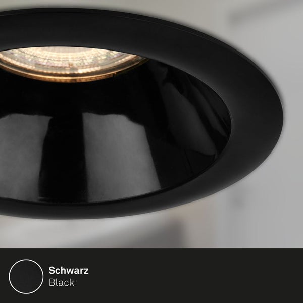 LED Einbauleuchten 3er Set GU10 versenkte Fassung IP23 schwarz Ø9,5cm Briloner