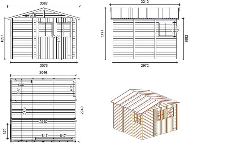Gartenhaus aus Holz mit Fenster und Doppeltür
