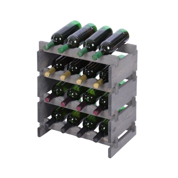 Weinregal VINOTECA FLEX PRO HxBxT 51x46x28cm 16 Flaschen auf 4 Ebenen Massives Kiefernholz Grau