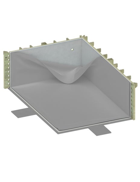 Querschnitt eines Schwimmbeckens mit Holzrahmen und Folie