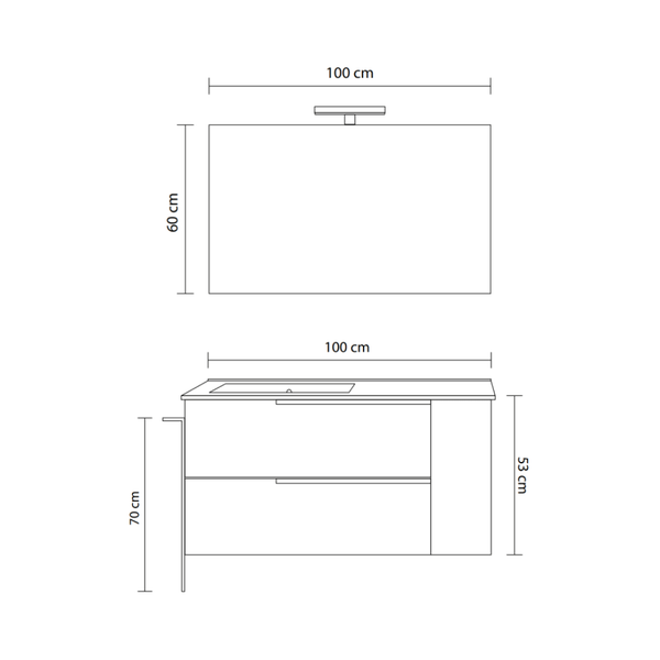 Holzoptik- Möbelset für das Bad 100x48cm, grau | New York