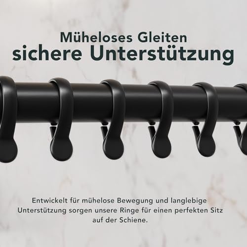 Erica Duschvorhangstange L-form & U-form - 4-in-1 Duschvorhangstangesystem für Badewanne oder Dusche - Duschstange Ecke - Stahl mit Pulverbeschichtung - Ohne Deckenhalterung - Schwarz