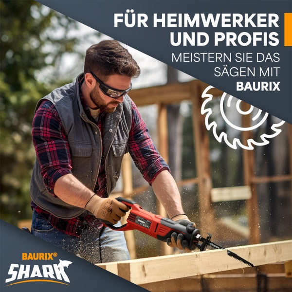 BAURIX® [LONG LIFE] Säbelsägeblätter Holz, 5 Stück, 240 mm, 5 TPI, Sägeblatt Säbelsäge für schnelle und saubere Schnitte, Säbelsägeblatt für Grobholz, Nassholz, Brennholz, lebendes Holz