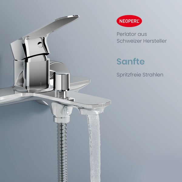 EMKE Duscharmatur Chrom, Einhebelmischer für Dusche, Moderne Mischbatterie Bad, Einhand-Brausearmatur mit G1/2 Anschluss, Stilvolle Badarmatur für Badezimmer, 212mm x 183mm