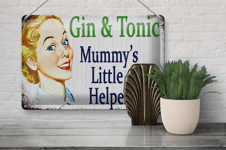 Blechschild Spruch 30x20cm Gin Tonic Mummy´s little helper