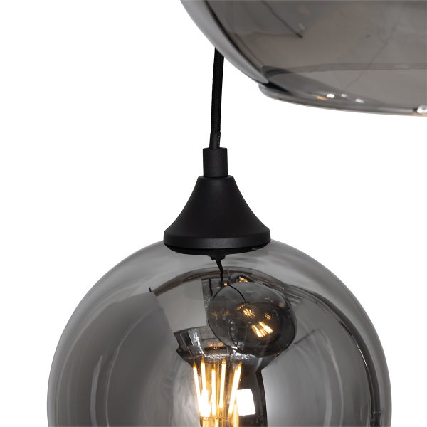 Graue Glas-Hängeleuchte mit Leuchtmittel